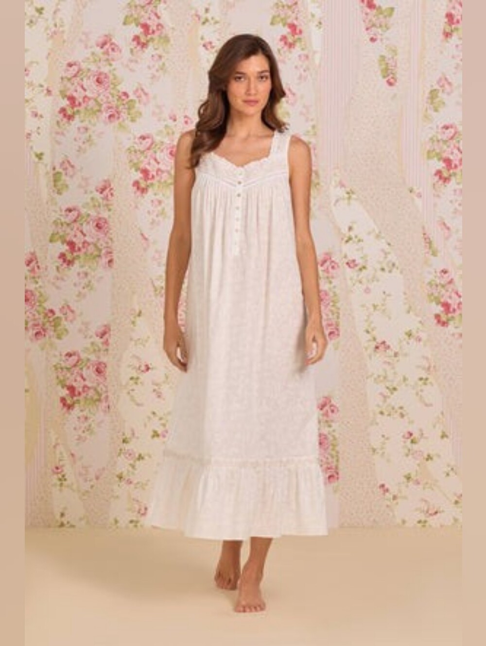 🩵 EILEEN WEST The "Eileen" Iconic Baby BLUE Cotton Lawn Ballet Nightgown